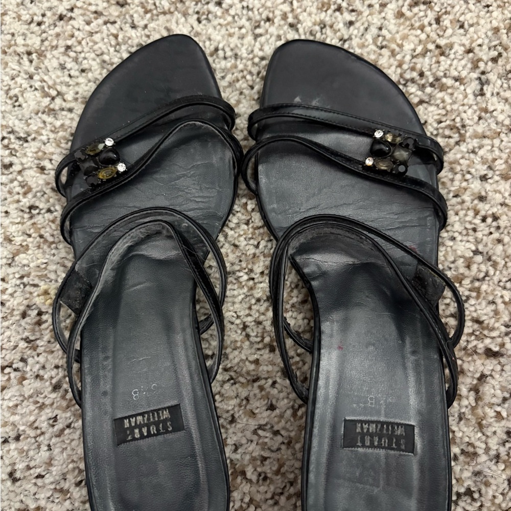WW WOMANS Stuart Weitzman Black Strappy Heels